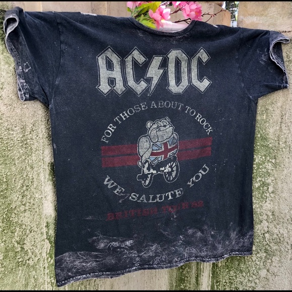 AC/DC | Tops | Acdc British Tour 982 We Salute You Distressed | Poshmark